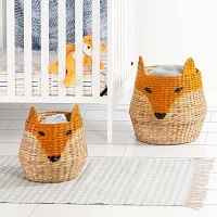 Honey-Can-Do Natural And Orange Fox Shaped Storage 2-pc. Round Basket