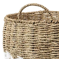 Honey-Can-Do Medium Natural And White Seagrass Round Storage Round Basket