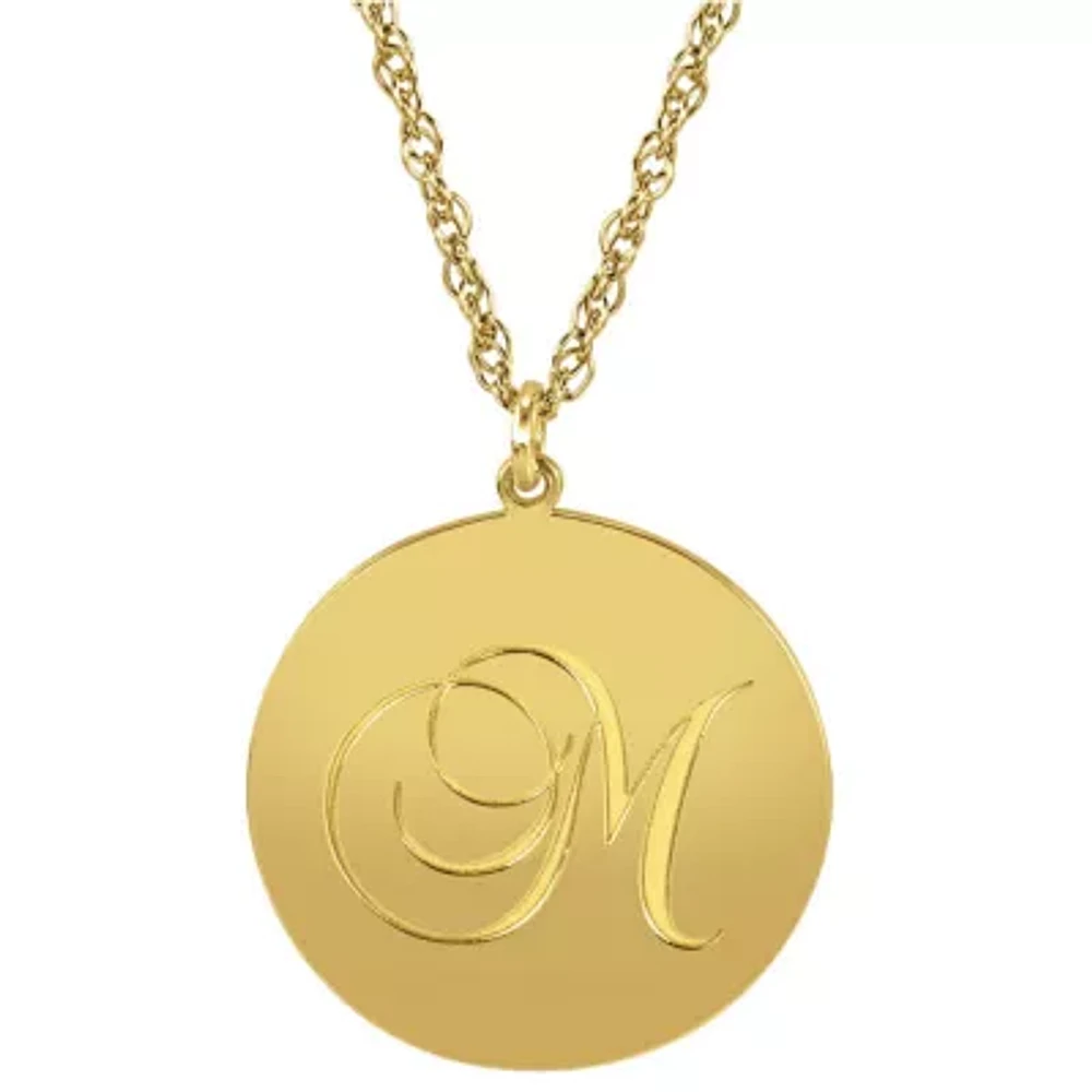 Personalized 14K Gold Over Sterling Silver Initial Disc Pendant Necklace