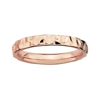 Personally Stackable 18K Rose Gold Over Sterling Silver Hammered Ring