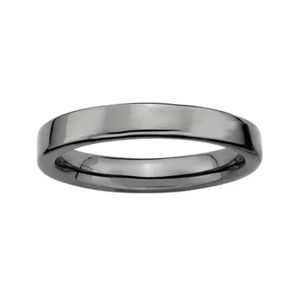 Personally Stackable Black Sterling Silver Square-Edge Ring