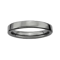 Personally Stackable Black Sterling Silver Square-Edge Ring