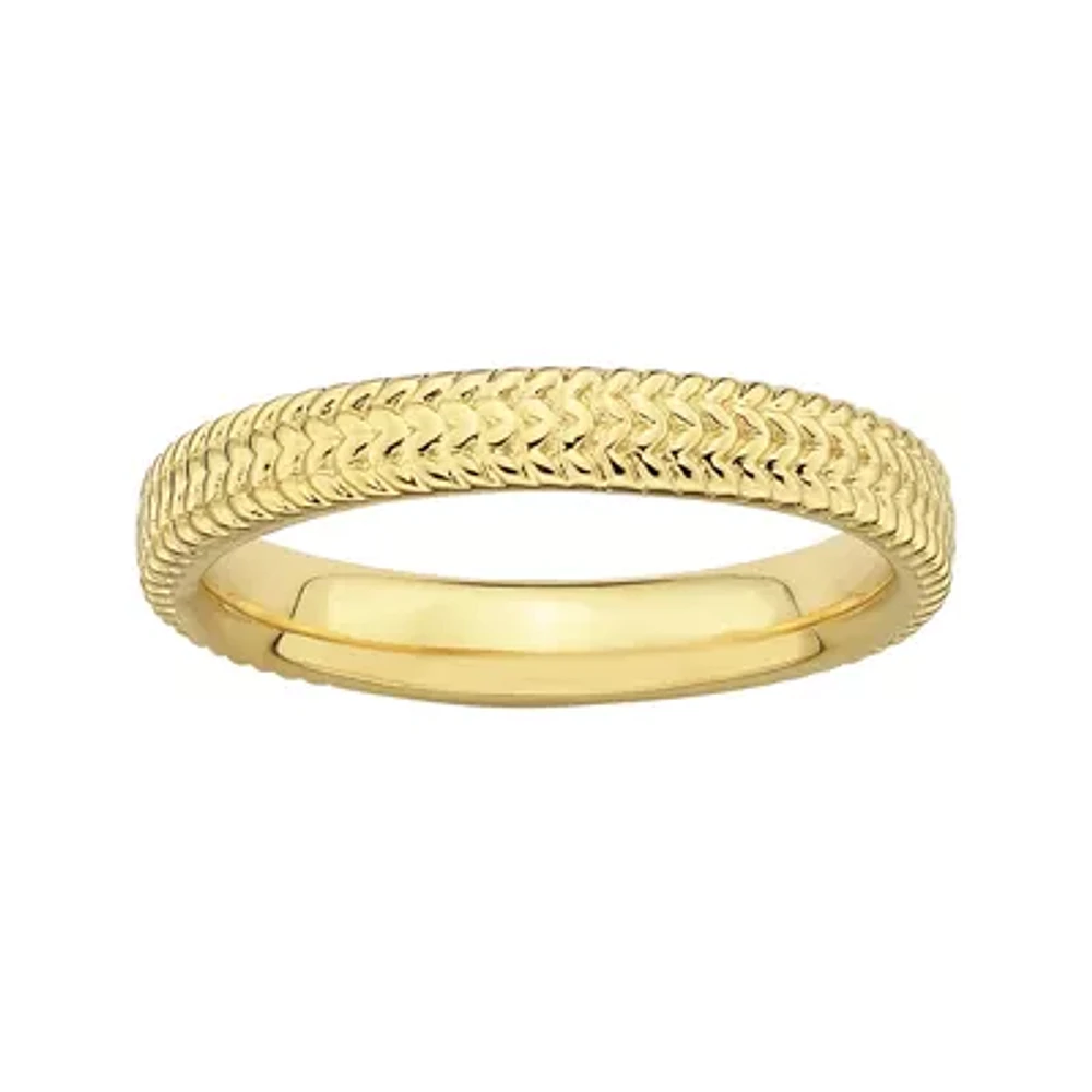 Personally Stackable 18K Yellow Gold Over Sterling Silver Braid Ring