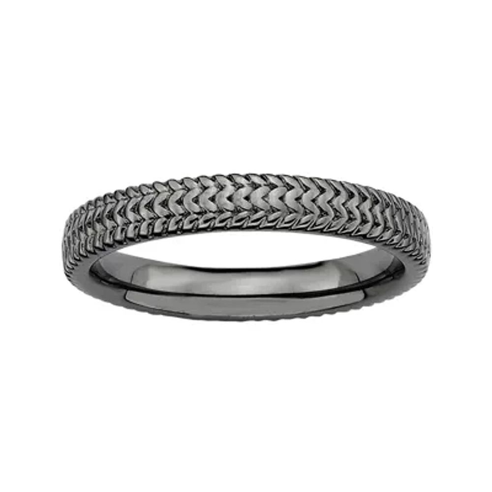 Personally Stackable Black Sterling Silver 3.25mm Braid Ring