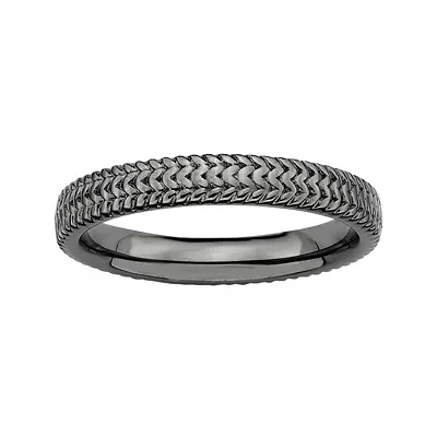Personally Stackable Black Sterling Silver 3.25mm Braid Ring