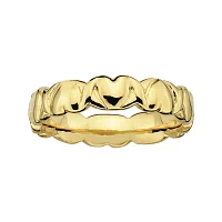 Personally Stackable 18K Yellow Gold Over Sterling Silver 4.25mm Heart Ring