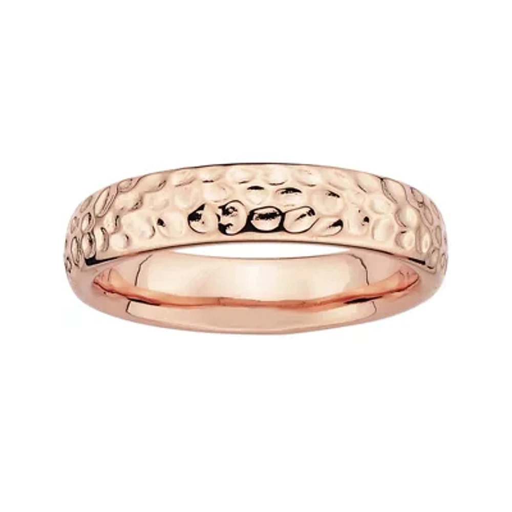 Personally Stackable 18K Rose Gold Over Sterling Silver Pebbled Ring
