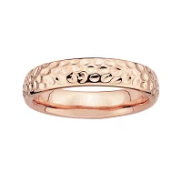 Personally Stackable 18K Rose Gold Over Sterling Silver Pebbled Ring