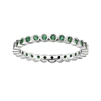 Personally Stackable Lab-Created Emerald Sterling Silver Ring