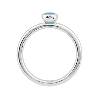 Personally Stackable 4mm Round Genuine Aquamarine Ring