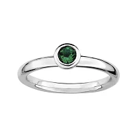 Personally Stackable 4mm Round Lab-Created Emerald Ring