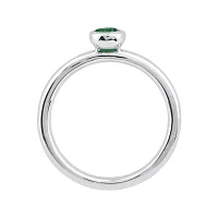 Personally Stackable 4mm Round Lab-Created Emerald Ring