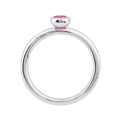 Personally Stackable 4mm Round Genuine Pink Tourmaline Ring