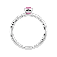 Personally Stackable 4mm Round Genuine Pink Tourmaline Ring