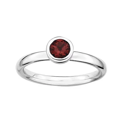 Personally Stackable 5mm Round Genuine Garnet Ring