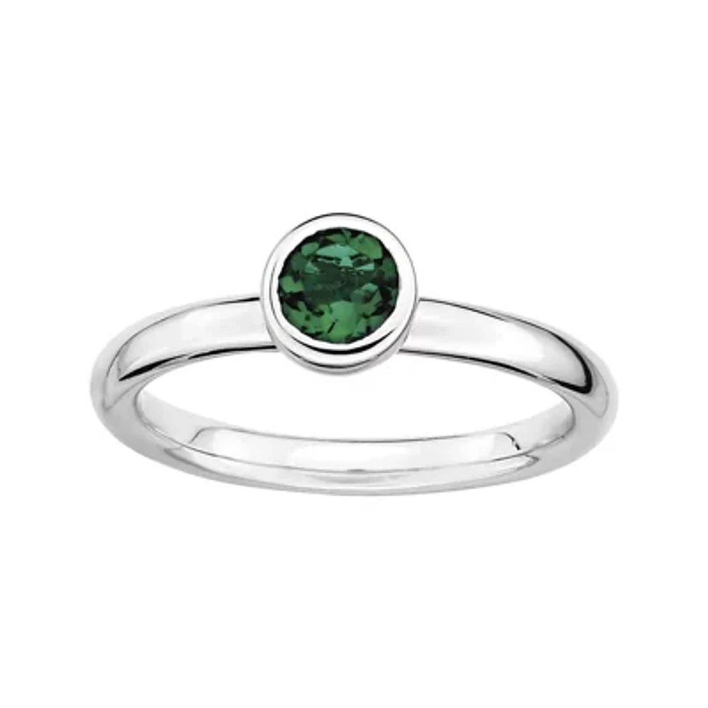 Personally Stackable 5mm Round Lab-Created Emerald Ring