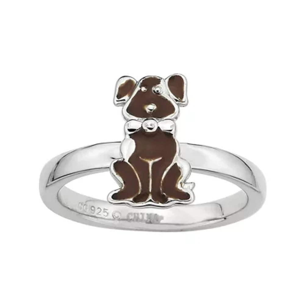 Personally Stackable Sterling Silver Dog Ring