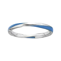 Personally Stackable Sterling Silver Twisted Enamel Ring