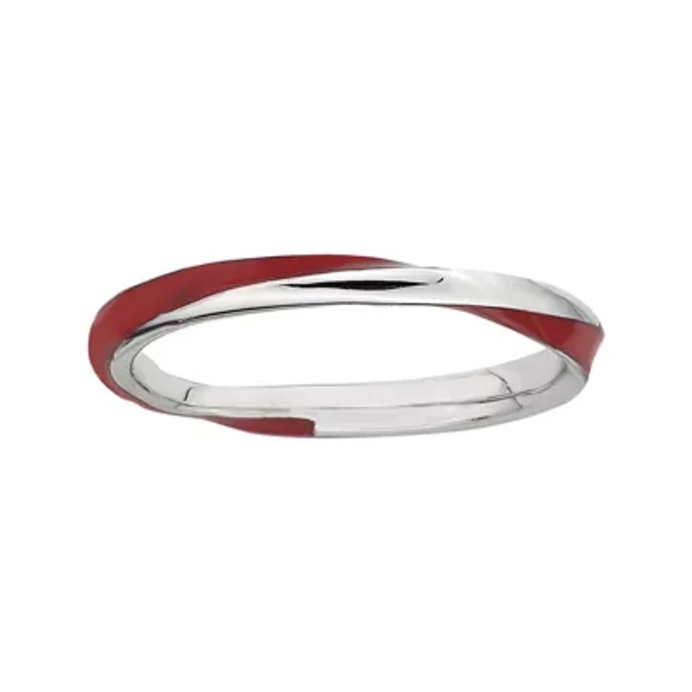 Personally Stackable Sterling Silver Twisted Enamel Ring