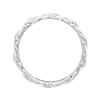 Personally Stackable Sterling Silver White Enamel Ribbon Ring