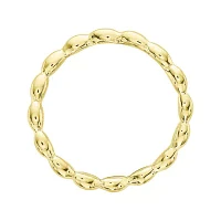 Personally Stackable 18K Yellow Gold Over Sterling Silver Rice Bead Wave Ring