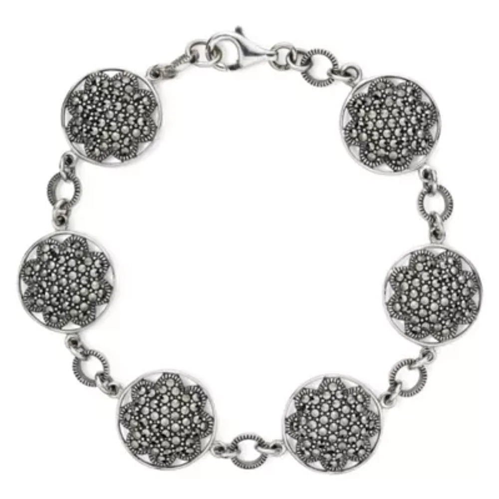 Pavé Marcasite Floral Sterling Silver Bracelet