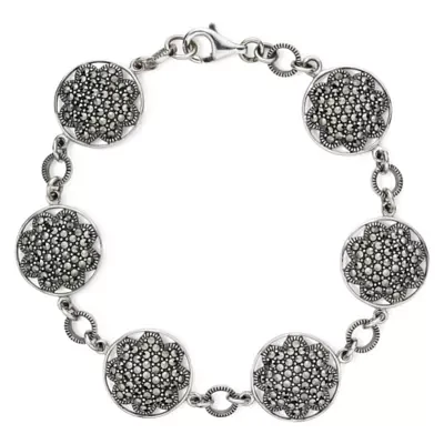 Pavé Marcasite Floral Sterling Silver Bracelet