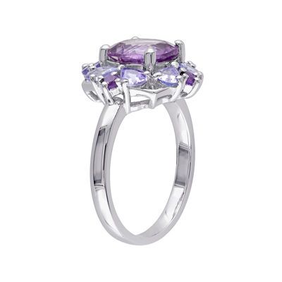 Genuine Amethyst and Tanzanite Sterling Silver Ring