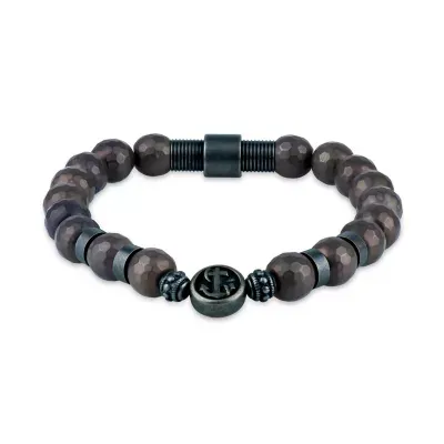 Gray Stainless Steel Beaded Bracelet