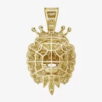 Lion Mens 1 CT. T.W. Natural White Diamond 14K Gold Over Silver Crown Pendant