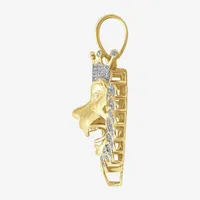 Lion Mens 1 CT. T.W. Natural White Diamond 14K Gold Over Silver Crown Pendant