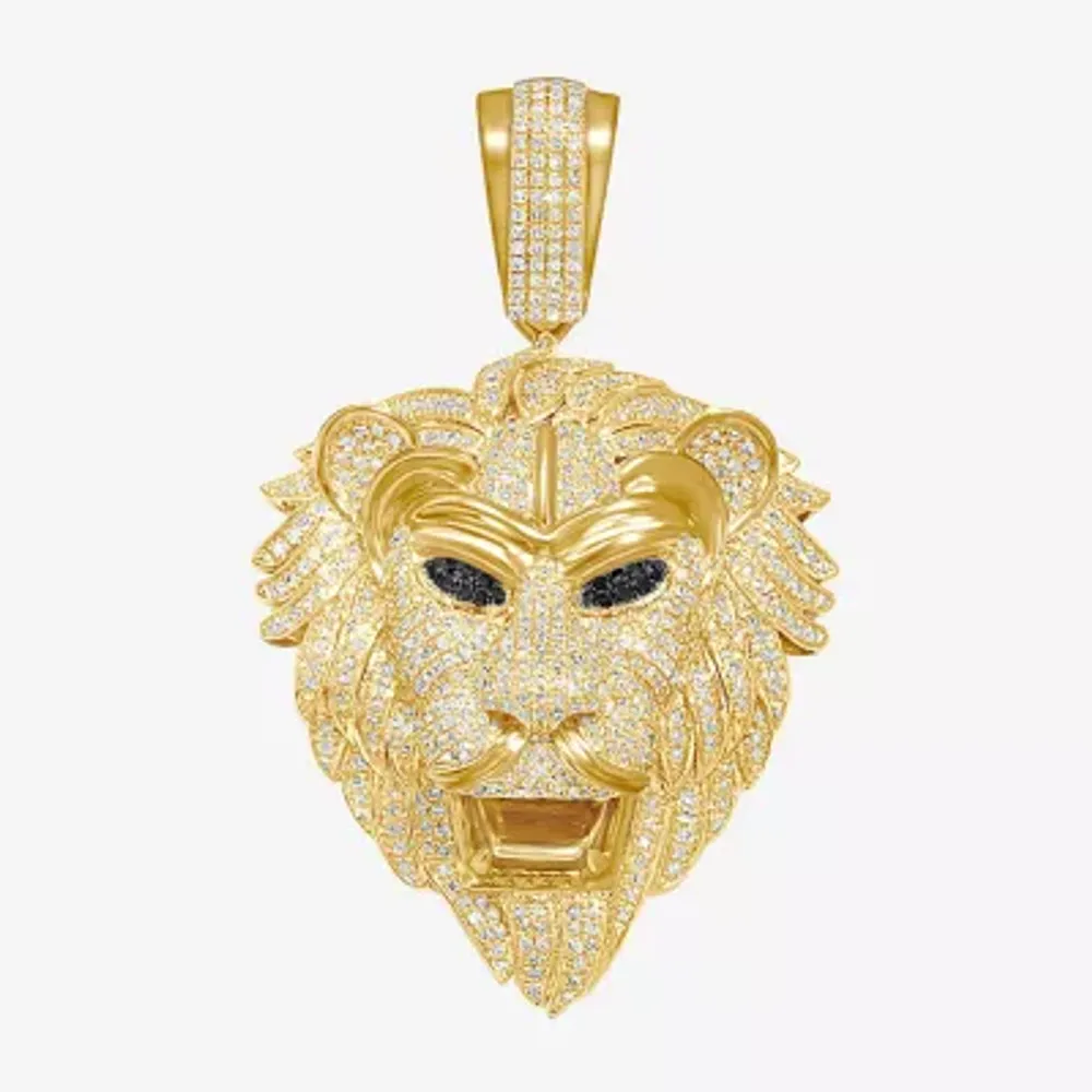 Lion Mens 1 5/8 CT. T.W. Natural White Diamond 14K Gold Over Silver Pendant