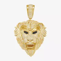 Lion Mens 1 5/8 CT. T.W. Natural White Diamond 14K Gold Over Silver Pendant