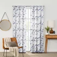 Fieldcrest Arden Modern Herringbone Cotton Sheer Rod Pocket Single Curtain Panel