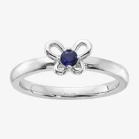 Womens Lab Created Sapphire Sterling Silver Stackable Ring