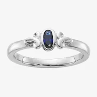 Womens Lab Created Sapphire Sterling Silver Stackable Ring