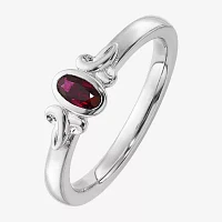 Womens Lab Created Red Ruby Sterling Silver Stackable Ring