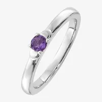 Womens Genuine Purple Amethyst Sterling Silver Stackable Ring