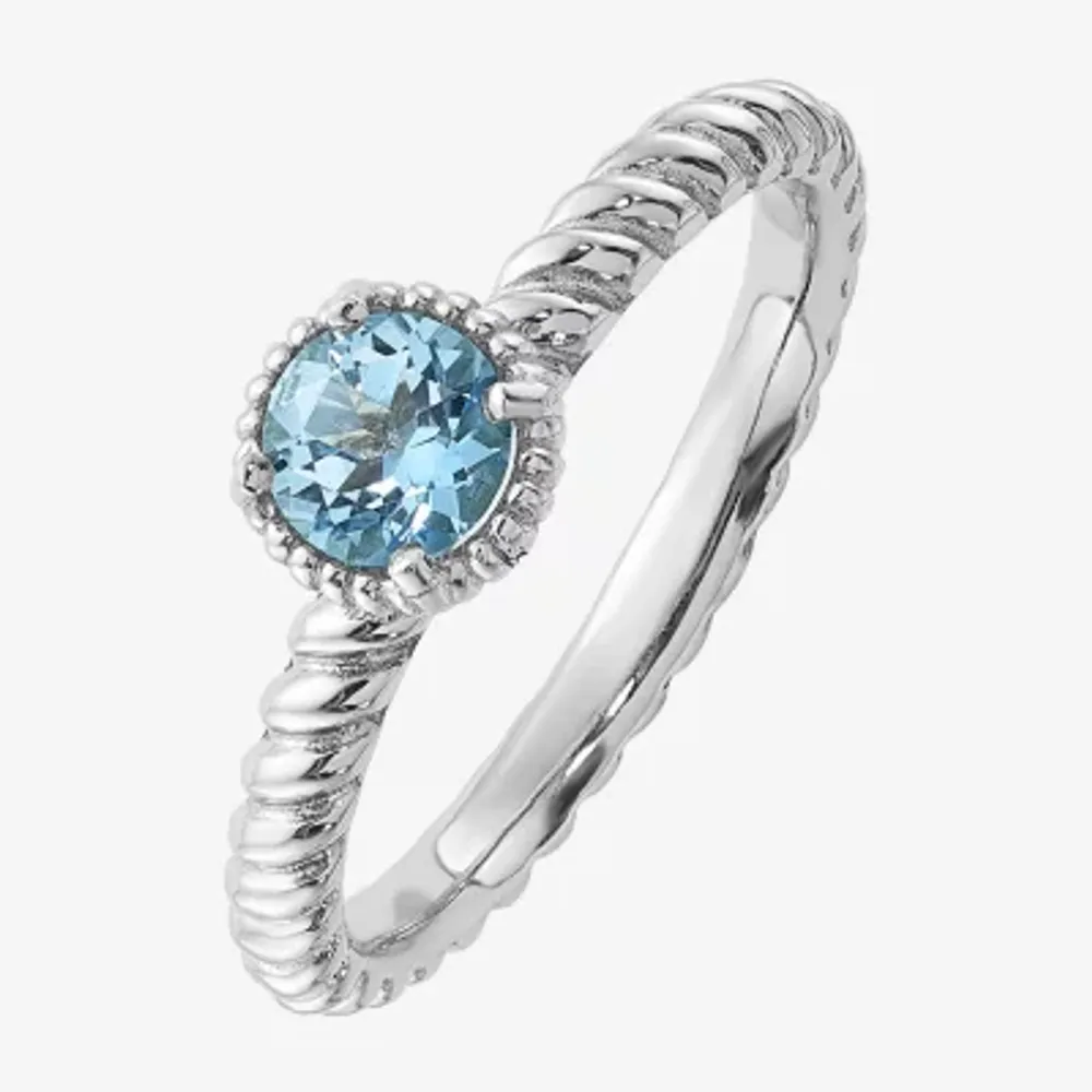 Womens Genuine Blue Topaz Sterling Silver Stackable Ring