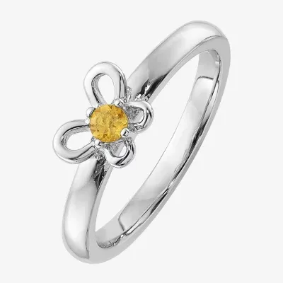 Womens Genuine Yellow Citrine Sterling Silver Stackable Ring