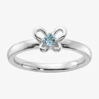Womens Genuine Blue Topaz Sterling Silver Stackable Ring