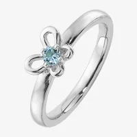 Womens Genuine Blue Topaz Sterling Silver Stackable Ring