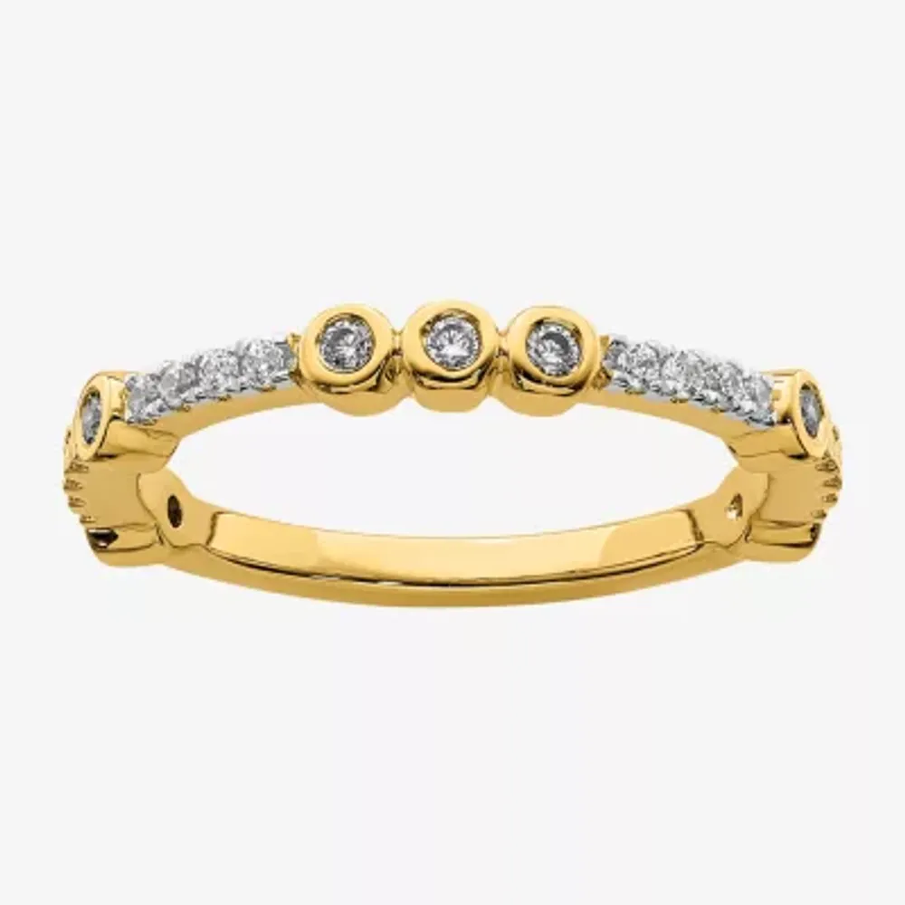 Womens Genuine White Topaz 14K Gold Stackable Ring