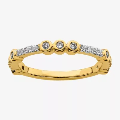 Womens Genuine White Topaz 14K Gold Stackable Ring