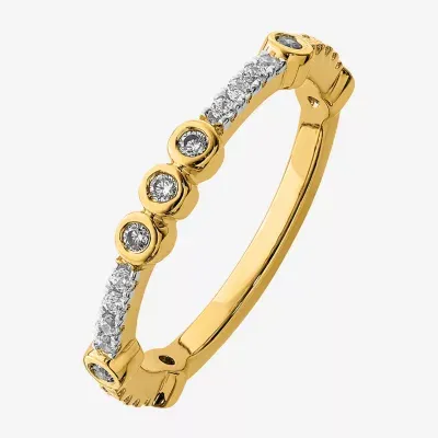 Womens Genuine White Topaz 14K Gold Stackable Ring