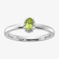 Womens Genuine Green Peridot Sterling Silver Stackable Ring