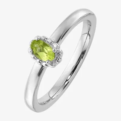 Womens Genuine Green Peridot Sterling Silver Stackable Ring