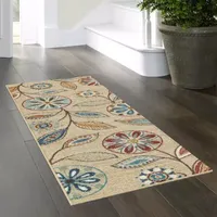 Maples Modern Floral Collection Washable Skid Resistant Indoor Rectangular Runner