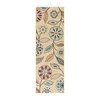 Maples Modern Floral Collection Washable Skid Resistant Indoor Rectangular Runner