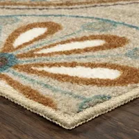 Maples Modern Floral Collection Washable Skid Resistant Indoor Rectangular Accent Rug